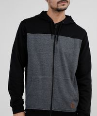 Blusao-Masculino-em-Moletom-Felpado-com-Recorte-e-Capuz-Preto-9830105-Preto_4