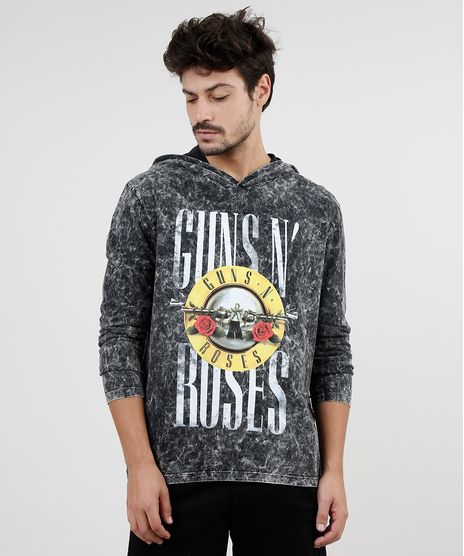 Camiseta-Masculina-de-Banda-Guns-N--Roses-Marmorizada-com-Capuz-Manga-Longa-Preta-9885399-Preto_1