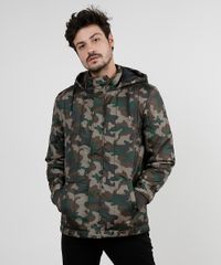 Jaqueta-Puffer-Masculina-Estampada-Camuflada-em-Nylon-com-Capuz-e-Bolsos-Verde-Militar-9830011-Verde_Militar_1