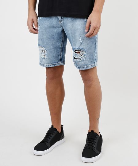 Bermuda-Jeans-Masculina-Slim-Destroyed-Azul-Medio-9920747-Azul_Medio_1
