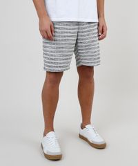 Bermuda-Masculina-Relaxed-Listrada-em-Moletom-com-Cordao-e-Bolsos-Cinza-Mescla-Claro-9880153-Cinza_Mescla_Claro_1
