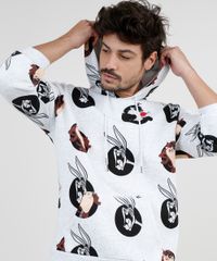 Blusao-Masculino-Looney-Tunes-Estampado-em-Moletom-Felpado-com-Capuz-e-Bolso-Cinza-Mescla-Claro-9800217-Cinza_Mescla_Claro_4