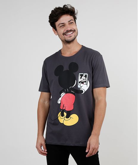 Camiseta-Masculina-Mickey-Selfie-Manga-Curta-Gola-Careca-Chumbo-9875581-Chumbo_1