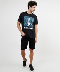 Camiseta-Masculina-Olaf-Frozen-Manga-Curta-Gola-Careca-Preta-9933764-Preto_3
