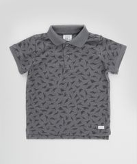 Polo-em-Piquet-Estampada-de-Dinossauros-Cinza-Mescla-8581656-Cinza_Mescla_1
