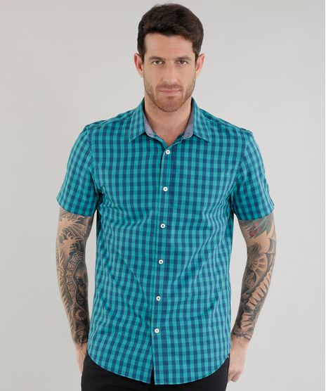 Camisa-Slim-Xadrez-em-Algodao---Sustentavel--Verde-8454839-Verde_1