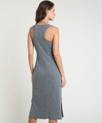 Vestido-Feminino-Midi-Canelado-com-Fendas-Sem-Manga-Decote-Nadador-Cinza-Mescla-Escuro-9922645-Cinza_Mescla_Escuro_2