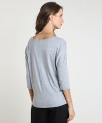 Blusa-Feminina-Ampla-Basica-Manga-7-8-Decote-Redondo-Cinza-Mescla-Claro-9509004-Cinza_Mescla_Claro_2
