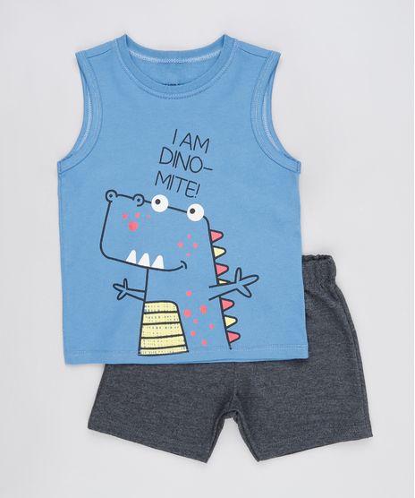 Conjunto-Infantil-de-Regata-Dinossauro-Azul---Bermuda-em-Moletom-Cinza-Mescla-Escuro-9876589-Cinza_Mescla_Escuro_1