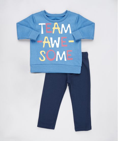 Conjunto-Infantil-de-Blusao--Team-Awesome--Azul---Calca-em-Moletom-Felpado-Azul-Marinho-9876595-Azul_Marinho_1
