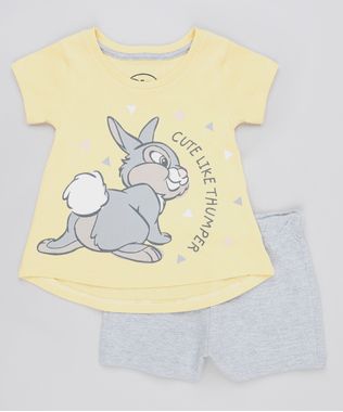 Conjunto-Infantil-Tambor-Bambi-de-Blusa-Manga-Curta-Amarela---Short-em-Moletom-Cinza-Mescla-9880801-Cinza_Mescla_1