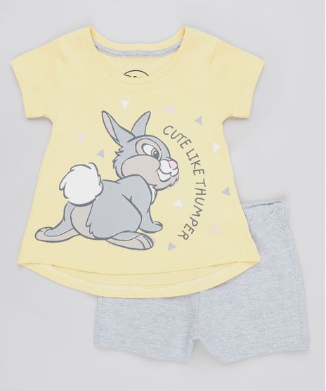 Conjunto-Infantil-Tambor-Bambi-de-Blusa-Manga-Curta-Amarela---Short-em-Moletom-Cinza-Mescla-9880801-Cinza_Mescla_1