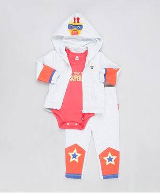 Conjunto-Infantil-Fisher-Price-de-Body-Manga-Curta-Vermelho---Blusao-Girafa-com-Capuz---Calca-em-Moletom-Felpado-Cinza-Mescla-Claro-9682821-Cinza_Mescla_Claro_1