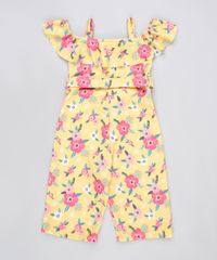 Macacao-Infantil-Open-Shoulder-Estampado-Floral-com-Faixa-para-Amarrar-Manga-Curta-Amarelo-9899865-Amarelo_2