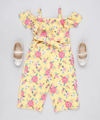 Macacao-Infantil-Open-Shoulder-Estampado-Floral-com-Faixa-para-Amarrar-Manga-Curta-Amarelo-9899865-Amarelo_3
