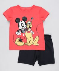 Conjunto-Infantil-Mickey-e-Pluto-de-Camiseta-Manga-Curta-Vermelha---Bermuda-em-Moletom-Vermelha-9876604-Vermelho_1