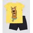 Conjunto-Infantil-Scooby-Doo-de-Camiseta-Manga-Curta-Mostarda---Bermuda-em-Moletom-Preta-9876590-Preto_1