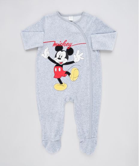Macacao-Infantil-Mickey-em-Plush-com-Pezinho-Manga-Longa-Cinza-Mescla-9839862-Cinza_Mescla_1