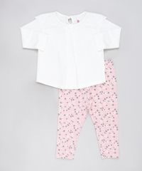 Conjunto-Infantil-de-Blusa-com-Laise-Manga-Longa-Off-White---Calca-Legging-Estampada-Floral-Rosa-9905226-Rosa_1