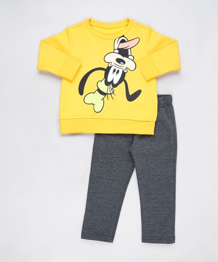 Conjunto-Infantil-Pateta-de-Blusao-Mostarda---Calca-em-Moletom-Felpado-Cinza-Mescla-Escuro-9876587-Cinza_Mescla_Escuro_1
