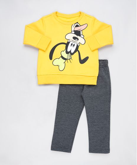 Conjunto-Infantil-Pateta-de-Blusao-Mostarda---Calca-em-Moletom-Felpado-Cinza-Mescla-Escuro-9876587-Cinza_Mescla_Escuro_1