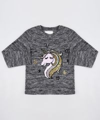 Sueter-Infantil-em-Trico-Unicornio-com-Paete-Dupla-Face-Cinza-Mescla-Escuro-9797545-Cinza_Mescla_Escuro_1
