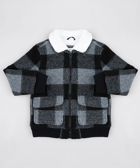 Jaqueta-Infantil-Estampada-Xadrez-em-La-com-Pelo-Preta-9846533-Preto_1 Jaqueta-Infantil-Estampada-Xadrez-em-La-com-Pelo-Preta-9846533-Preto_1