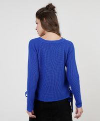 Sueter-Feminino-em-Trico-com-Ilhoses-Decote-Redondo-Azul-Royal-9901117-Azul_Royal_2
