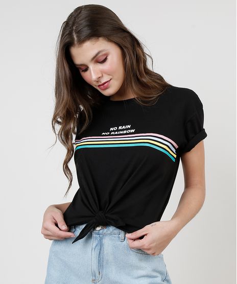 Blusa-Feminina--No-Rain--Arco-Iris-com-No-Manga-Curta-Decote-Redondo-Preta-9917505-Preto_1