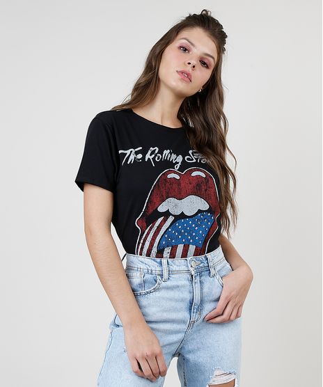 Blusa-Feminina-de-Banda-The-Rolling-Stones-Manga-Curta-Decote-Redondo-Preta-9894318-Preto_1