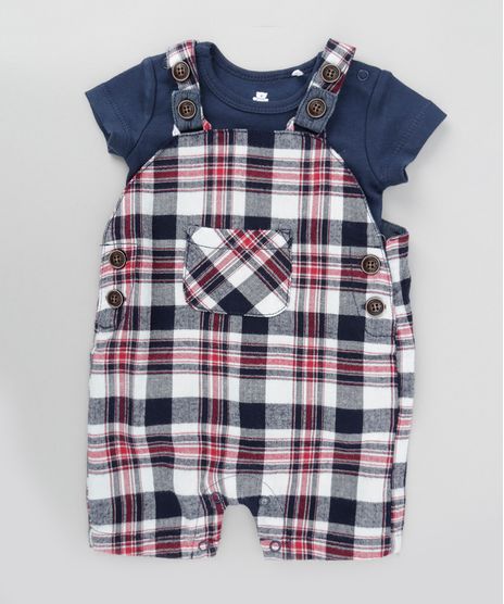 Conjunto-de-Body---Jardineira-Xadrez-em-Algodao---Sustentavel-Azul-Marinho-8490982-Azul_Marinho_1