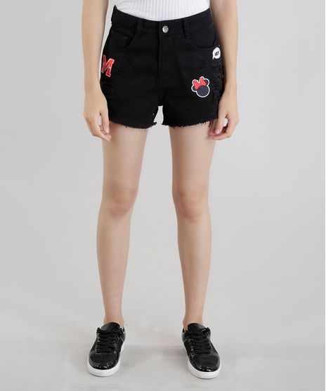 Short-com-Patchs-Mickey-Preto-8634639-Preto_1