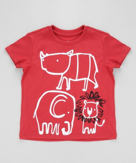 Camiseta-com-Estampa-de-Bichos-Vermelha-8620520-Vermelho_1