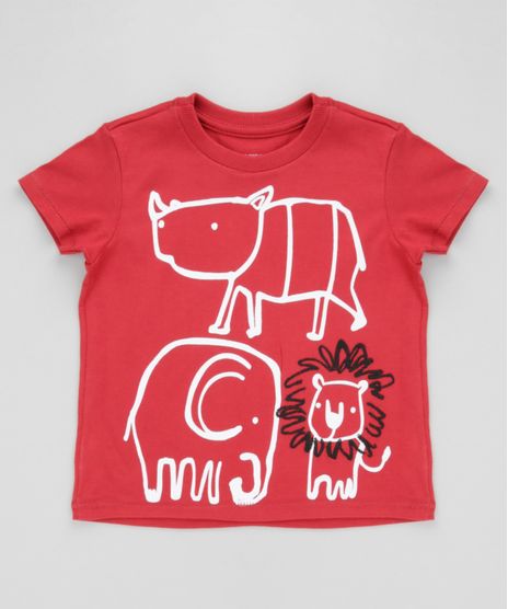 Camiseta-com-Estampa-de-Bichos-Vermelha-8620520-Vermelho_1