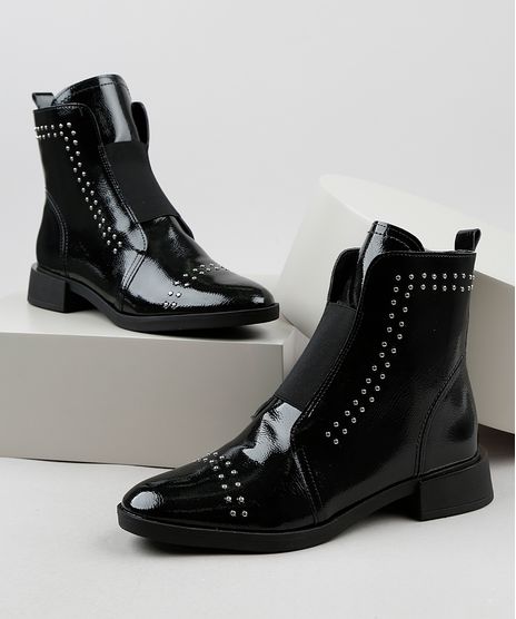 Bota-Feminina-Oneself-Cano-Curto-Salto-Baixo-com-Tachas-Preta-9942444-Preto_1