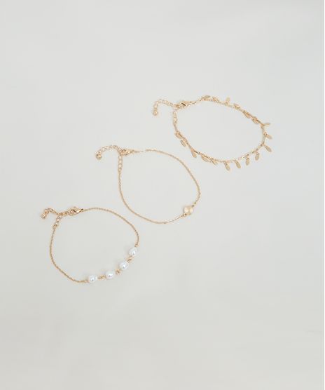 Kit-de-3-Pulseiras-Femininas-com-Folhas-e-Perolas-Dourado-9869193-Dourado_1