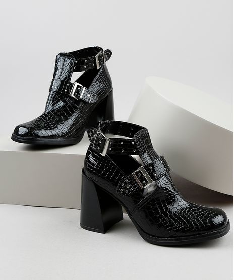 Bota-Feminina-Oneself-Salto-Alto-Grosso-Bico-Quadrado-Texturizado-Croco-com-Vazados--Preta-9942439-Preto_1