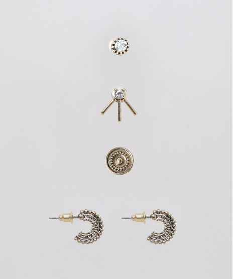 Kit-de-5-Brincos-Femininos-Dourado-9860320-Dourado_1