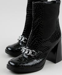 Bota-Feminina-Oneself-Cano-Medio-Salto-Quadrado-Alto-Texturizado-Croco-com-Corrente---Preta-9942432-Preto_3