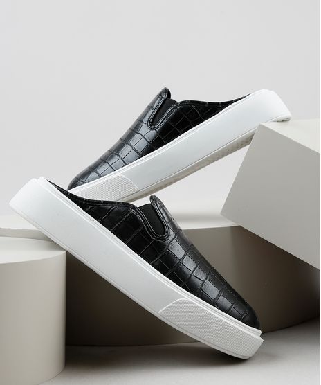 Tenis-Slip-On-Mule-Feminino-Oneself-Texturizado-Croco-Preto-9829613-Preto_1