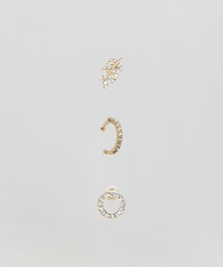 Kit-de-2-Brincos-Femininos---Piercing-com-Strass-Dourado-9860315-Dourado_1