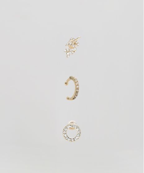 Kit-de-2-Brincos-Femininos---Piercing-com-Strass-Dourado-9860315-Dourado_1