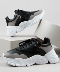 Tenis-Feminino-Oneself-Sneaker-Chunky-com-Recortes-Bicolor-Preto-9906437-Preto_1