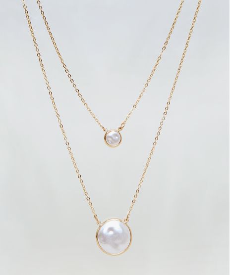 Colar-Feminino-Duplo-com-Pingente-Perolado-Dourado-9860328-Dourado_1