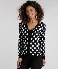 Cardigan-em-Jacquard-Estampado-de-Poa-Preto-8481569-Preto_1