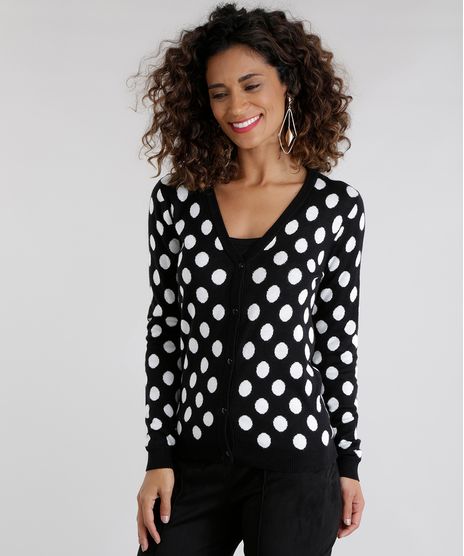 Cardigan-em-Jacquard-Estampado-de-Poa-Preto-8481569-Preto_1