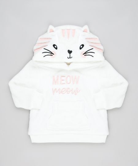 Blusao-Infantil-Gatinha--Meow--em-Plush-com-Capuz-e-Bolso-Off-White-9794862-Off_White_1
