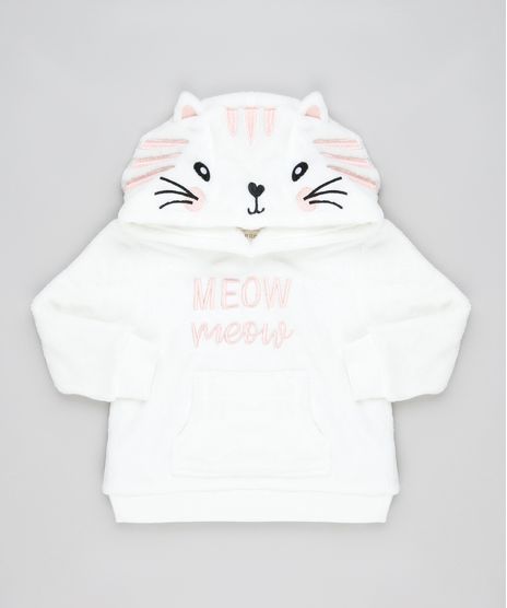 Blusao-Infantil-Gatinha--Meow--em-Plush-com-Capuz-e-Bolso-Off-White-9794862-Off_White_1