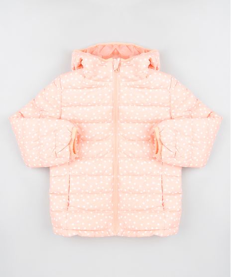 Jaqueta-Puffer-Infantil-Estampada-Floral-em-Nylon-com-Capuz-e-Bolsos-Laranja-9782709-Laranja_1