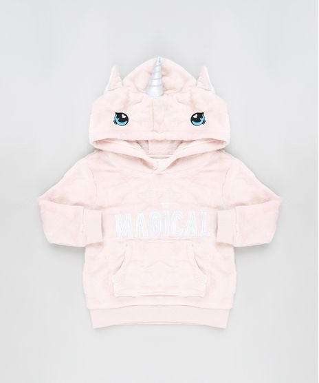 Blusao-Infantil-Unicornio--Magical--em-Plush-com-Capuz-e-Bolso-Rose-9794863-Rose_1